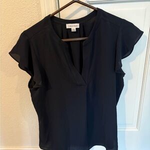 Calvin Klein Black Ruffled Blouse